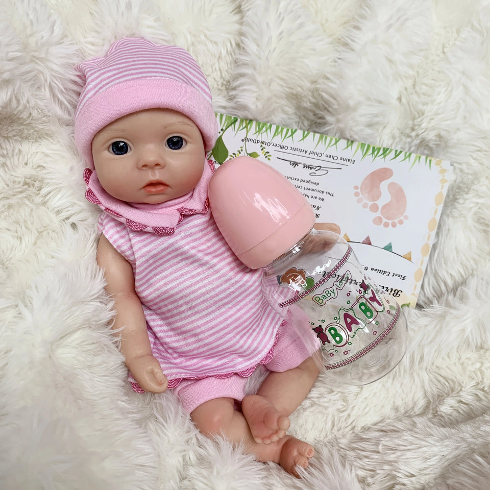AnjoDoll 10Inch Silicone Girls Whole Body Soft Solid Silicone Reborn Doll Handmade Painted Washable Play Dolls Toys For Gifts