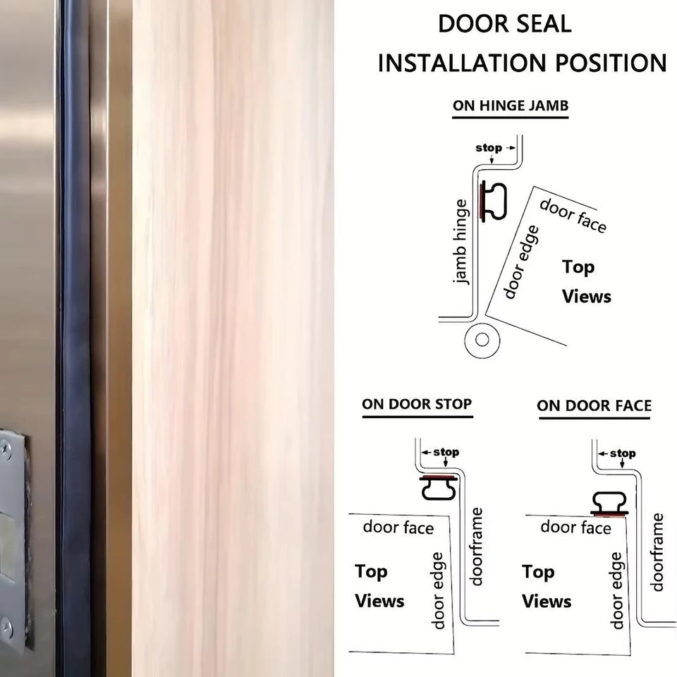 Rubber Sealing Strips for Doors and Windows, Waterproof Self-Adhesive Soundproof Strips, Rubber Door Sealing Strips, Easy to Cut