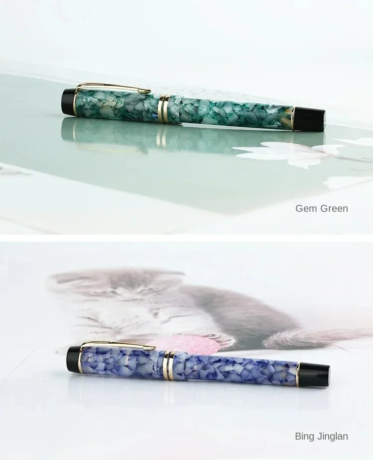 MAJOHN M600S Resin Pen 35 # Gold Plated Daming Tip Universal Type Student Adult Writing Practice Gift Ink Pen