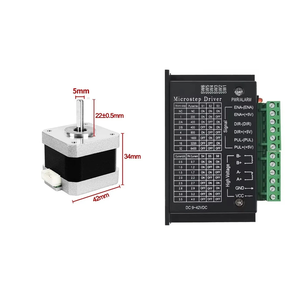 Nema17 Hybrid Open-loop Stepper Motor 2PH 34/40/48/60mm Length 4-Lead 0.28/0.42/0.56/7Nm for 3D Printer CNC Machine Tools Laser