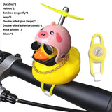 Bicycle Bell Black/Yellow Duck Cartoon Little Ducks Helmet Head Light Shining Duck Bicycle Bells Handlebar Bicycle Accessories