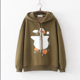 Harajuku Funny Women Hoodies 100% Cotton Winter Plus Fleece Cute Pink Anime Sweatshirt Teen Girl Kawaii Long Sleeve Y2K Hoodie