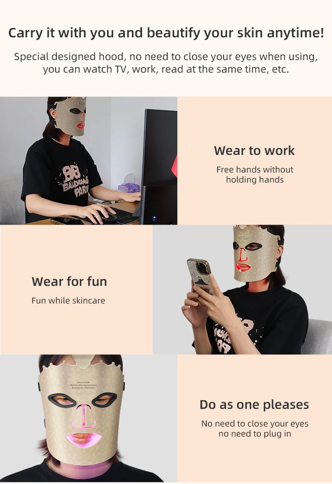 7 Color Red Light Therapy Mask Silicone LED Face Mask Skin Care at Home with Eye Protection Cushion For Anti Aging Wrinkles