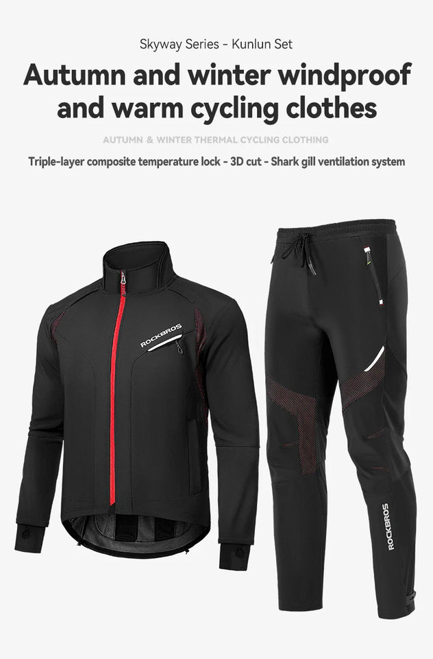 ROCKBROS Winter Bicycle Jackets Keep Warmer Windproof Thermal Fleece Bike Jersey Coat Sports MTB Road Riding Cycling Jacket Tops