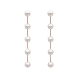 2022 New Trend Simulation Pearl Long Earrings Women's Flower Rhinestone Wedding Pendant Earrings Fashion Korean Jewelry Earrings
