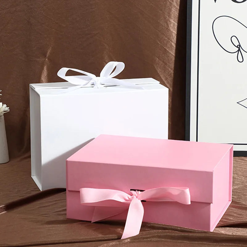 Cardboard Package Box Pink Black Carton Large Gift Box Personalized Logo Corrugated Box For Packaging Party Box With Ribbon