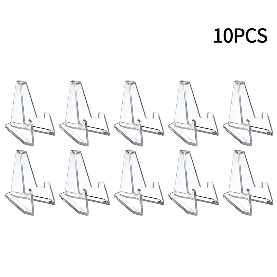 10PCS Acrylic Display Holder Transparent Triangle Commemorative Coin Photo Card Holder Display Rack Phone Stand Home Decor
