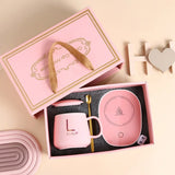 A1 55℃ Smart Heated Coffee Mug Set with Warmer Pad, Auto Keep Warm, Cute Design, Perfect Gift for Office Workers, All-Season Use