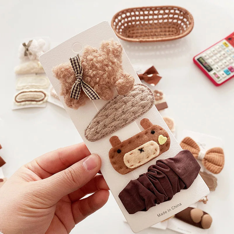 Coffee Warm Color Cute Cartoon Princess Hairpins Children Girls Kid Hair Clips Barrettes Accessories Hairclip Headwear Headdress