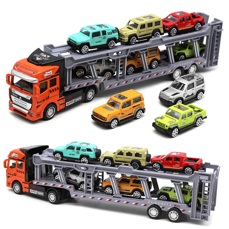 1: 48 alloy double-layer transport vehicle model,simulation sports car off-road vehicle toy,engineering transport vehicle toy
