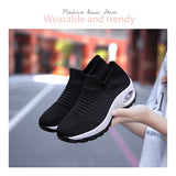 Women Sneakers Fashion Black Sports Casual Shoes Breathable Mesh Lightweight Air Cushion Non-Slip Running Shoe Zapatillas