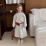 2025 Autumn Winter Girls' Outfit Vacation Children Letter Print Sweatshirt 2piece Set Skirt Casual Pullover Top 3y-10y Suit