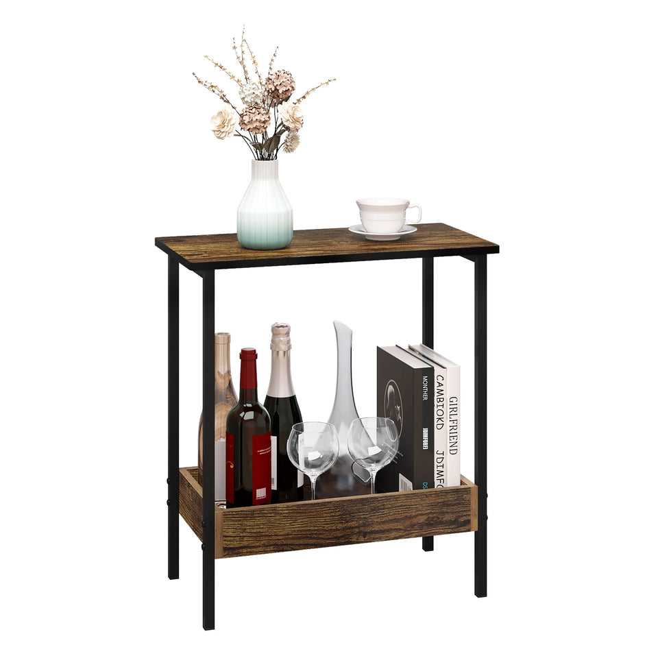 WOLTU Side Table Coffee Table with 2 Shelves Sofa Console Table with Storage Space for Corner Living Room Bedroom