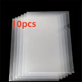 10pcs A4 Transparent L-Shaped File Folders - Waterproof and Durable PP Document Bags for Office Organization and Reusable