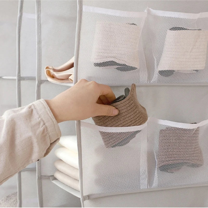 Hanging Closet Organizer and Storage, Easy Mount Foldable Hanging Closet Wardrobe Storage Shelves, Clothes Handbag Shoes