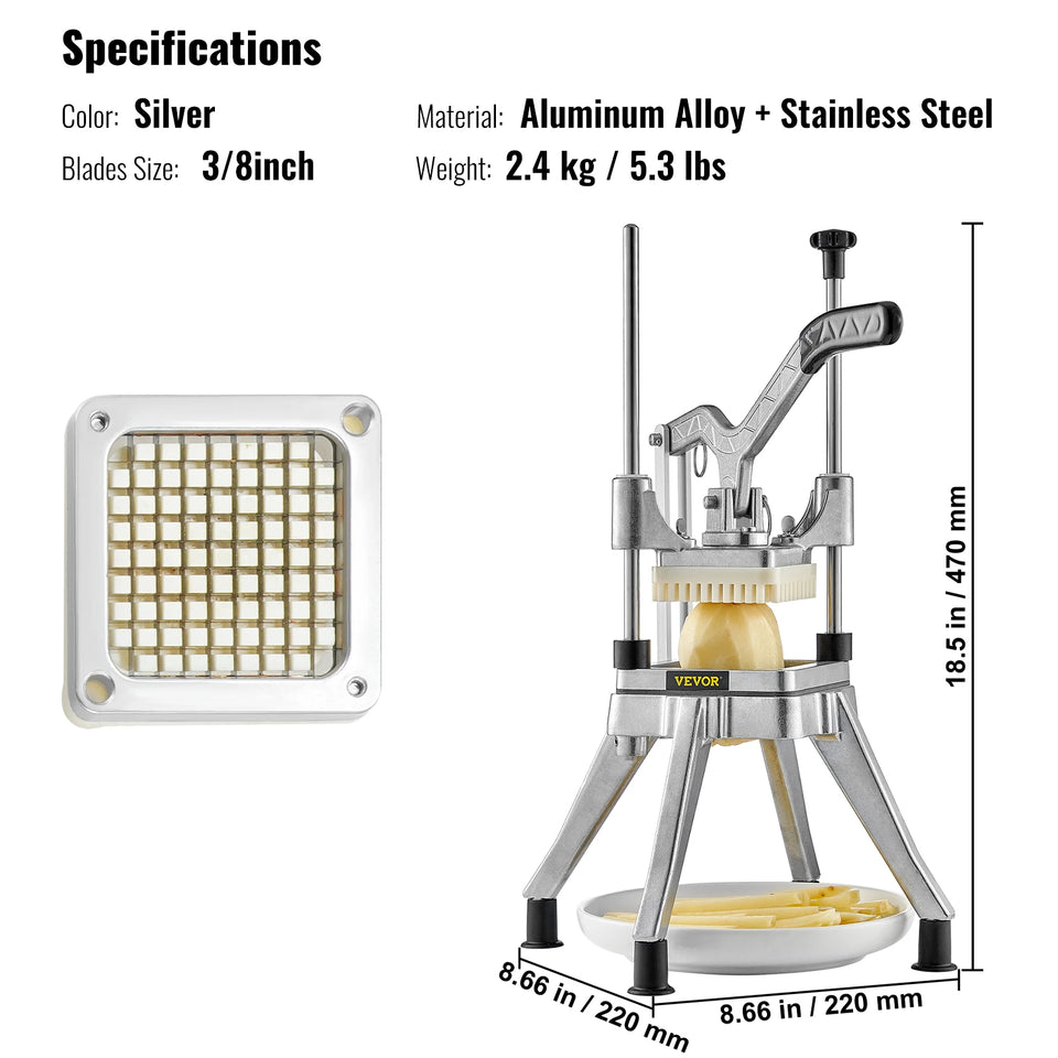 SucceBuy Commercial Vegetable Fruit Heavy Duty Professional Food Dicer Kattex French Fry Cutter Onion Slicer Stainless Steel