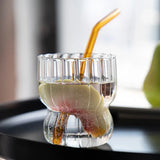 250ML Ins Iced Milk Coffee Glass Cups Ribbed Drinking Glasses Glassware for Cocktail Beer Soda Juice Home Bar Party Gift