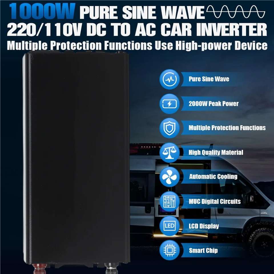Pure Sine Wave Car Inverter 2000W 3000W Transformer Power Converter 12V 24V 48V 60V 72V to AC 110V 220V 50hz 60hz Solar Inverter