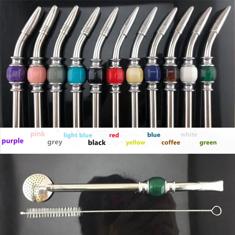 Stainless Steel Drinking Straw Spoon Tea Filter Yerba Mate Tea Straws Bombilla Gourd Reusable Coffee Tea Tools Washable Tea Tool
