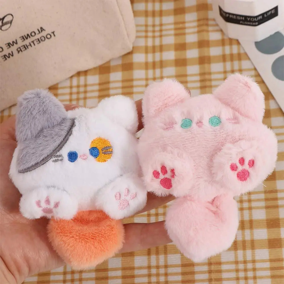 Kawaii Plush Brooch Coffee Cat Plush Keychain Soft Stuffed Cute Cat Plush Doll Colorful Ins Animal Plush Key Chain Kid Girls