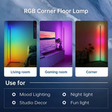 160cm Smart APP Bluetooth Corner Floor Lamp Dimmable RGB LED Ambient Light for Bedroom Gaming Room Christmas Decor Mood Lighting