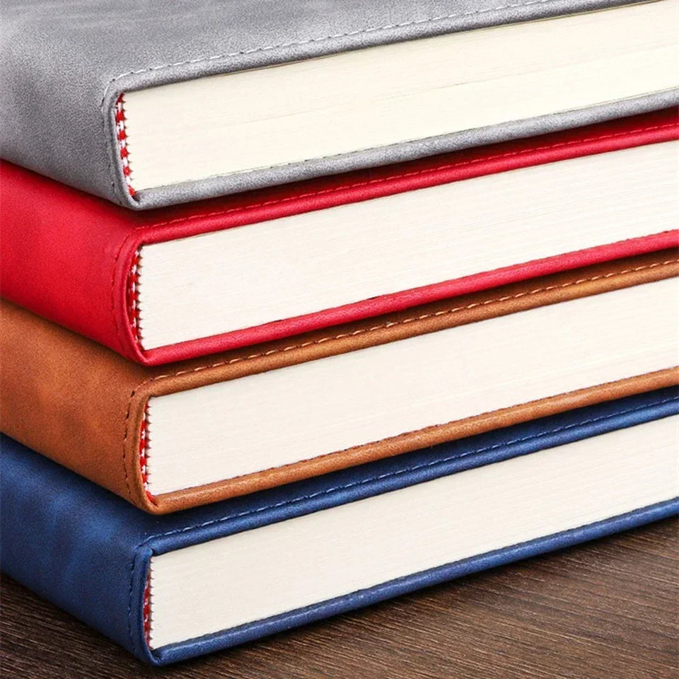 A5 Notebook Student Planning Efficiency Book Business Office Work Conference Notepad 360 Pages 100GSM Font Leather Cover