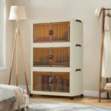3/4/5-Tier Foldable Storage Cabinet with Lids & Wheels, Stackable Plastic Organizer for Closet, Bedroom, Office & Kitchen