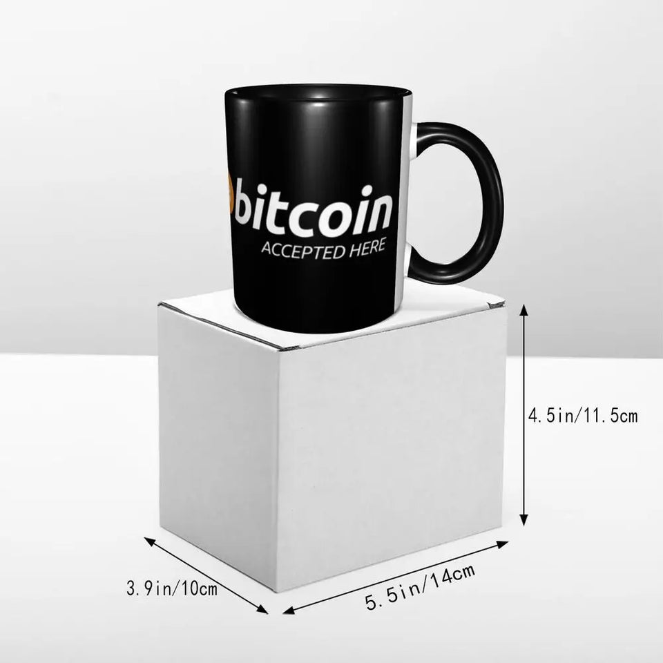 Bitcoin Accepted Here Coffee Mug DIY Customized Ceramic Tea Milk Mug