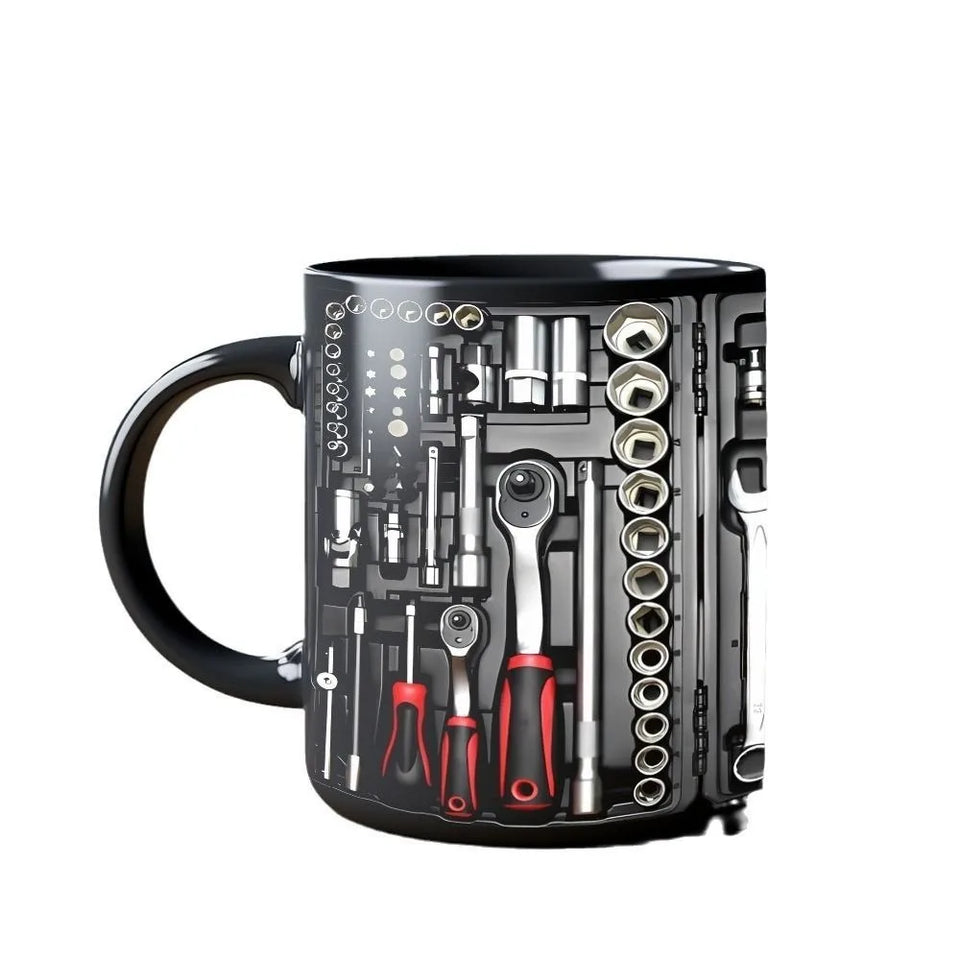 Funny 325ml Coffee Mug Ceramic Toolbox Design Mechanic Water Cup Sturdy Wrench Pattern Mechanic Mug Auto/Car Mechanic Gift