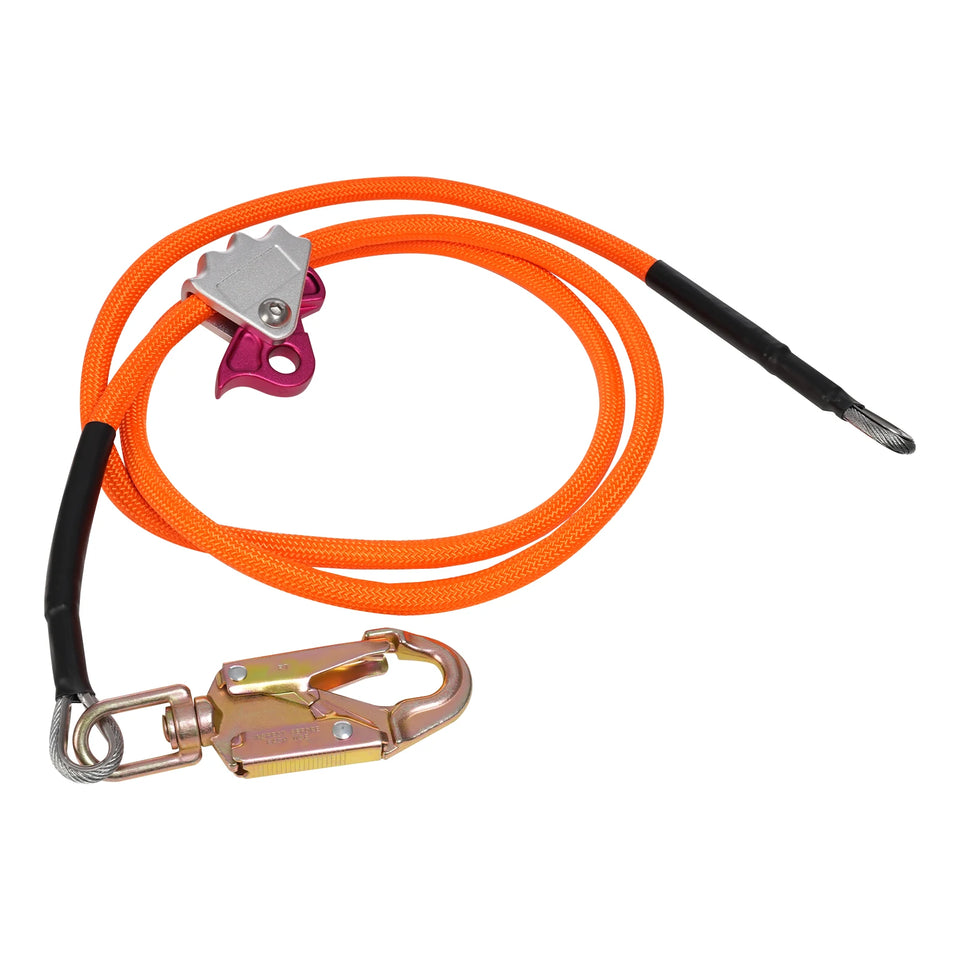 Sling Tree Descent Sling Rope 5/8 Inches -8 Feet/14 Feet with Triple Locking Carabiner Adjuster Orange/For Climbing Rescue