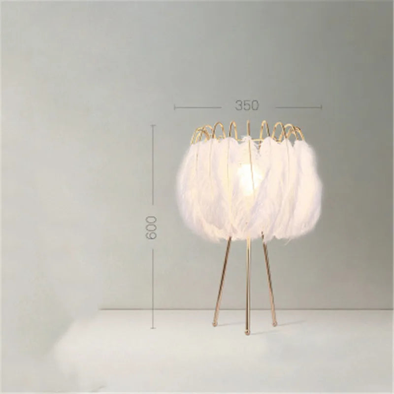 Modern Floor lamp for Living room Studio Bedroom Girl room feather lamp tripod minimal Gold floor table lamp