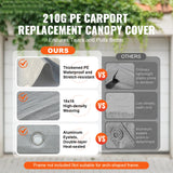 SucceBuy Carport Replacement Canopy Cover Garage Top Tent Shelter Tarp Heavy-Duty Waterproof & UV Protected with Ball Bungees
