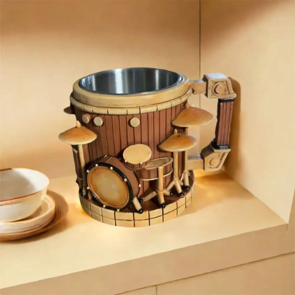Stainless Steel Musical Instrument Coffee Mug Ornament Durable Guitar Style Water Cup Easy To Clean Comfortable Handle