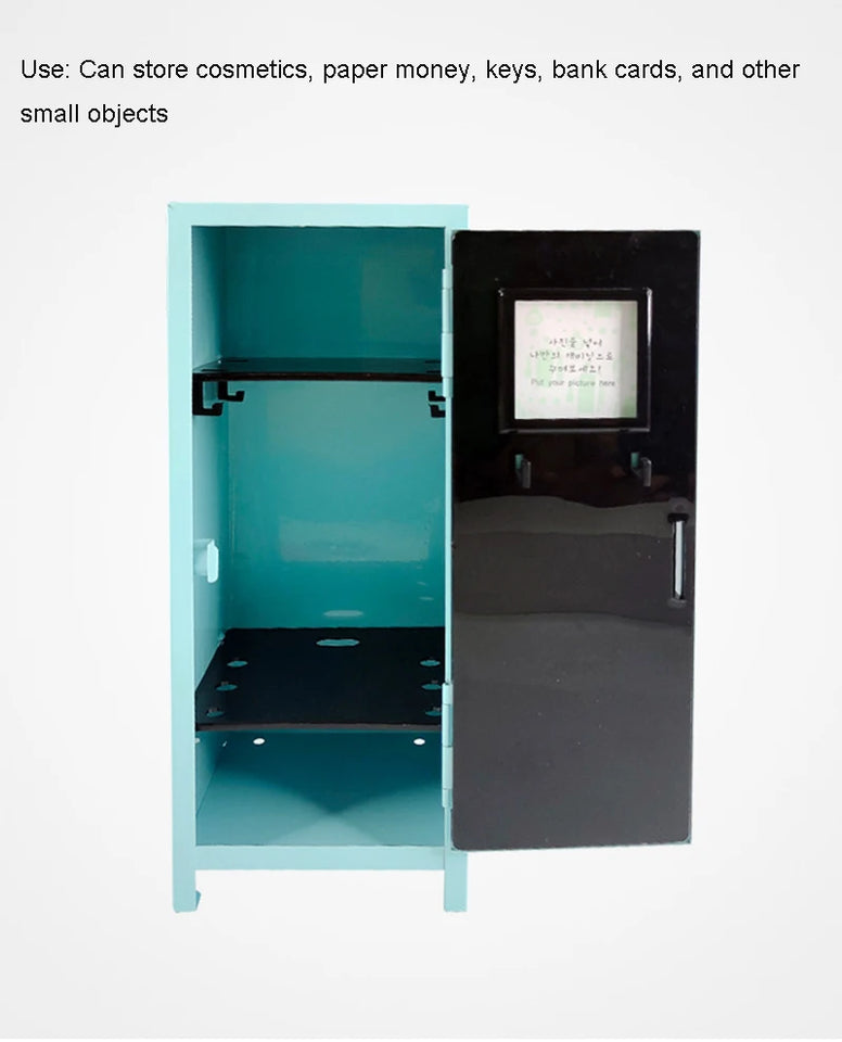 Iron Storage Box Dormitory Storage Cosmetics Paper Money Keys Bank Cards and Other Desktop Small Items Mini Locker Cabinet