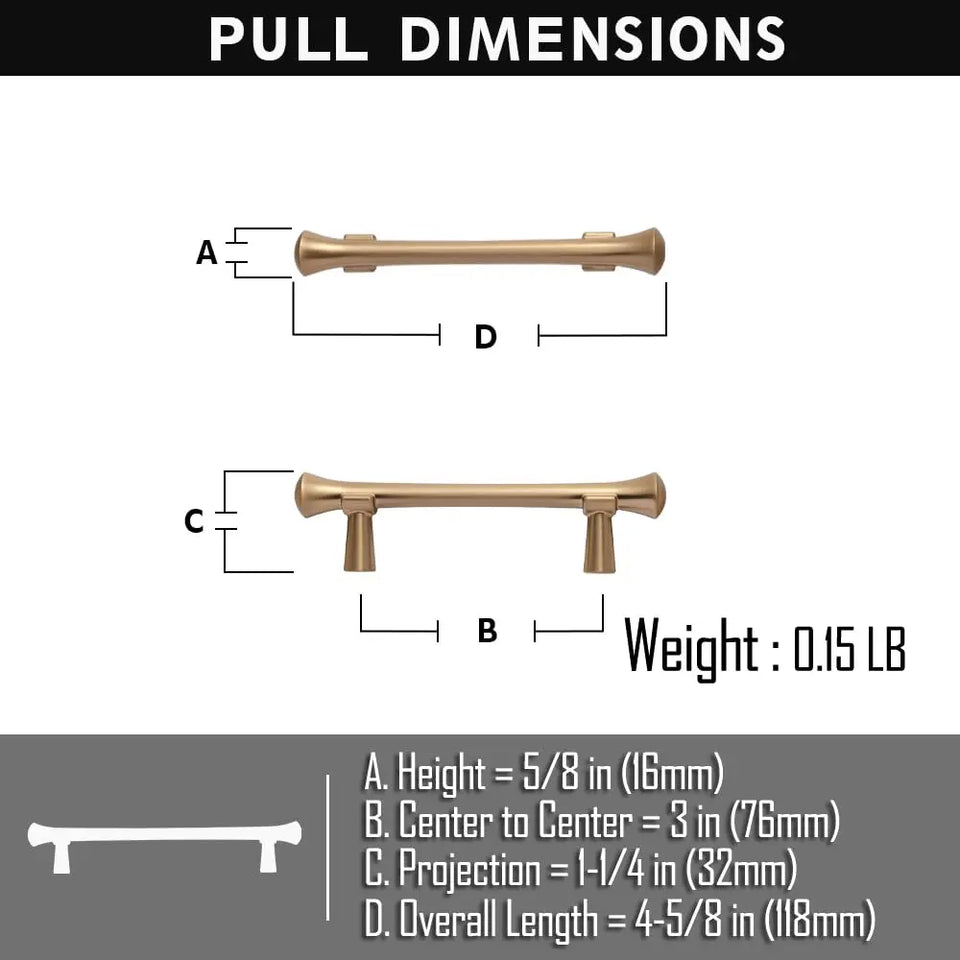 Goo-Ki Antique Brass Stainless Steel Cabinet Handles T Bar Knobs Modern Drawer Pulls for Kitchen Cabinet Hardware for Bedroom