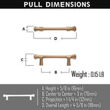 Goo-Ki Antique Brass Stainless Steel Cabinet Handles T Bar Knobs Modern Drawer Pulls for Kitchen Cabinet Hardware for Bedroom