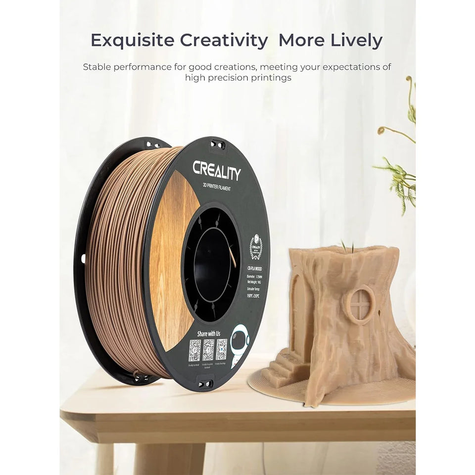 Creality 3D Wood Filament PLA 3D Printer Filament 1.75 mm Smooth Silk Texture Toughness 1kg(2.2lbs)/ for All FDM Printers (Wood)