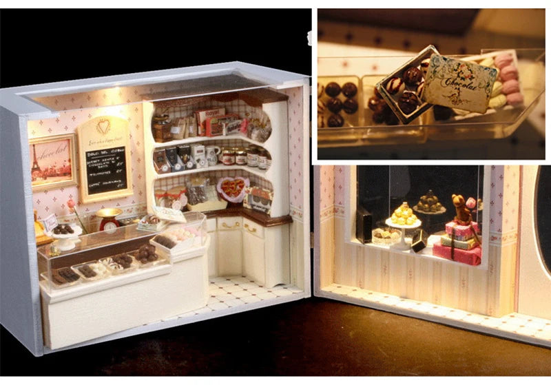 DIY Wooden Dollhouse Casa Miniature With Furniture Kit 3D Irish Cottage Coffee House Assemble Toy for Children Christmas Gifts