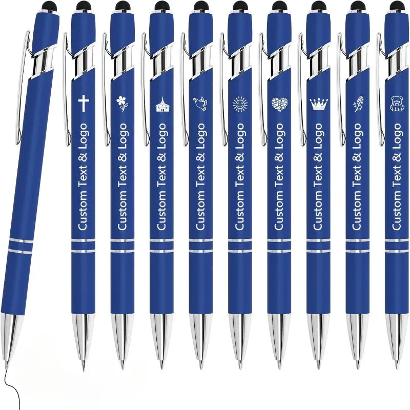 10 pcs Bulk Custom Pens Personalized with Name Engraved Text/Logo Stylus Tip Black Ink Options for Events & Promotions 10/1 pcs