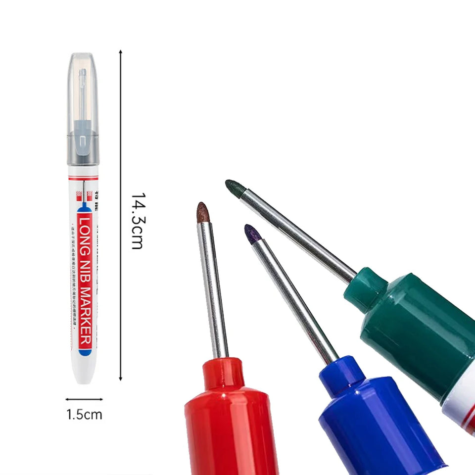 4-80Pcs 2cm Waterproof Long Head Markers Deep Hole Marker Pen for Metal Carpenter Red/Black/Blue/Green Ink Woodworking Tools