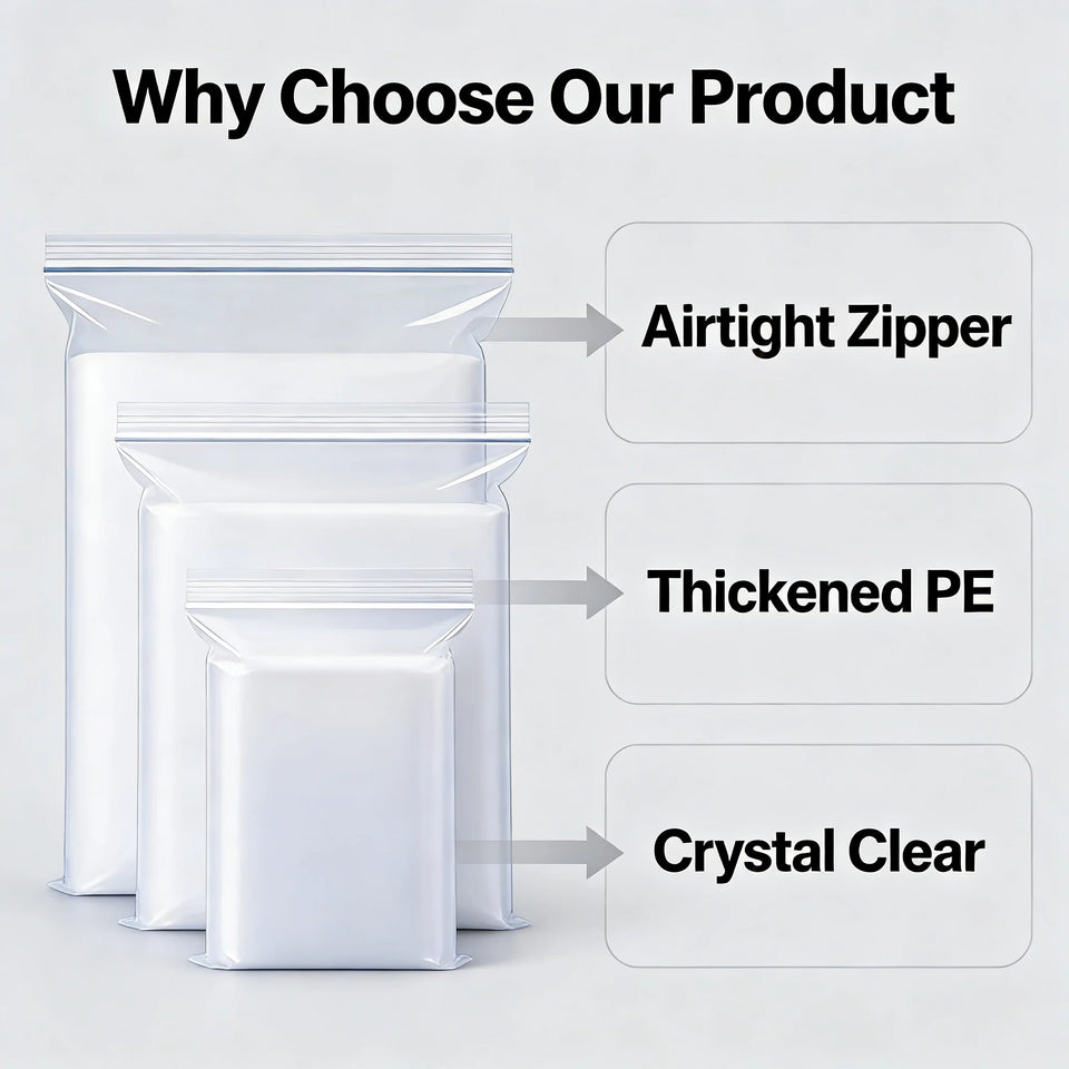 3 Size Reusable Storage Bags Transparent Leak Proof Freezer Bags Airtight Seal for Food Fruit Veggie Storage