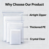 3 Size Reusable Storage Bags Transparent Leak Proof Freezer Bags Airtight Seal for Food Fruit Veggie Storage