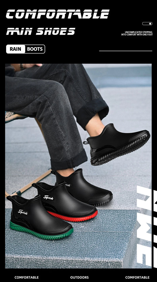 Couples Short Rain Shoes Fashion Light Waterproof Shoes Non-Slip Sports Korean Rain Boots