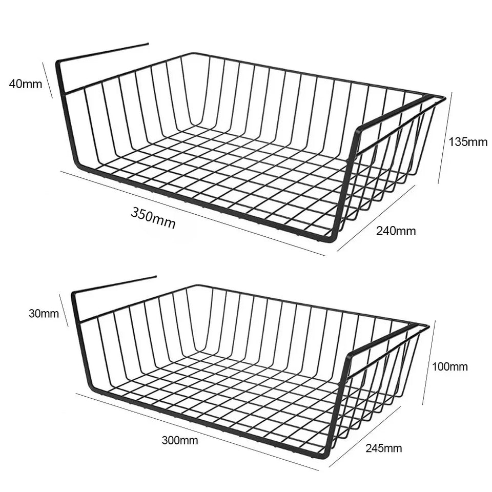 New S/L Cupboard Under Storage Iron Cabinet Closet Desk Hanging Mesh Basket Wire Bookcase Shelf Rack Organizer