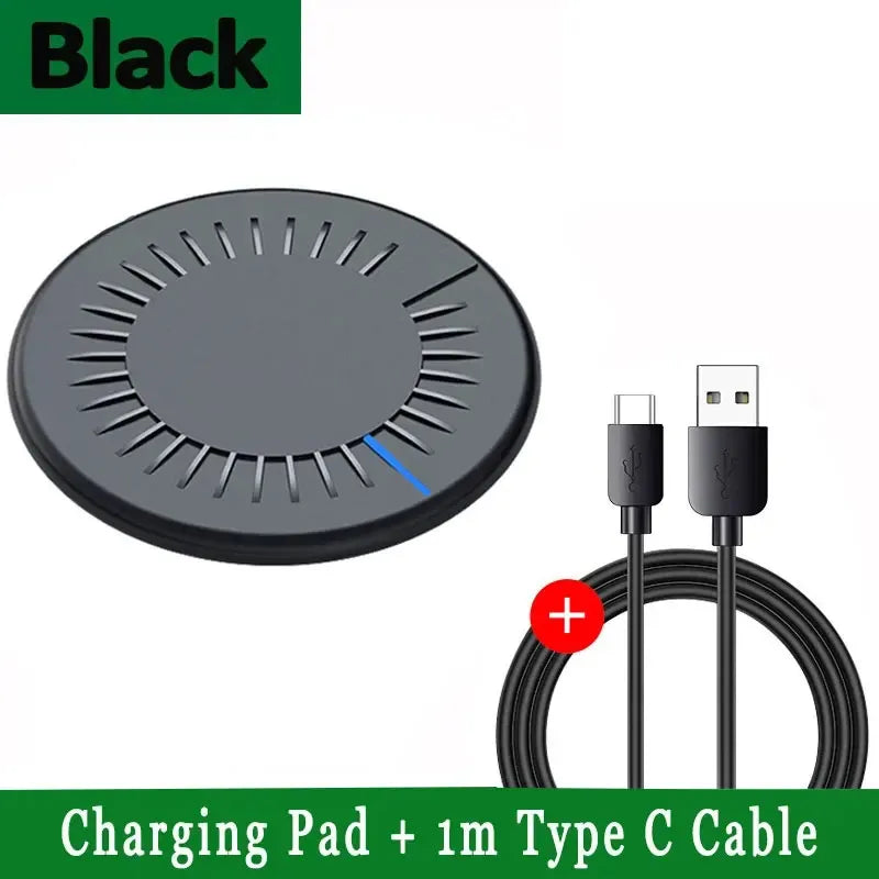 Fast Wireless Charger Pad Stand for iPhone 16 15 14 Samsung Xiaomi Earphone Phone Chargers Induction Wireless Charging Station