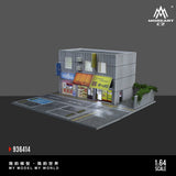 Diorama 1/64 Car Parking Lot with LED Lighting Japanese Commercial Building Model Scene Garage Display Model US