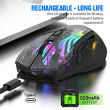 Aesthetic Clear Wireless Mouse for Women RGB Glow Tri-Mode Bluetooth Rechargeable Gaming Mouse for Laptop PC Office