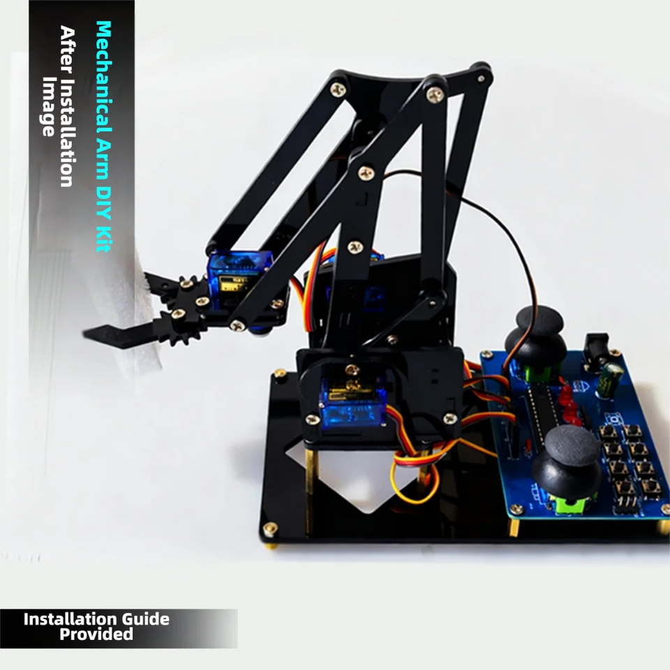 DIY Black Robotic Arm Construction Kit - Learn Welding, Basic Electronics, Circuit Design & Control, Perfect for STEM Projects, Maker Education, Beginners Tech Gift