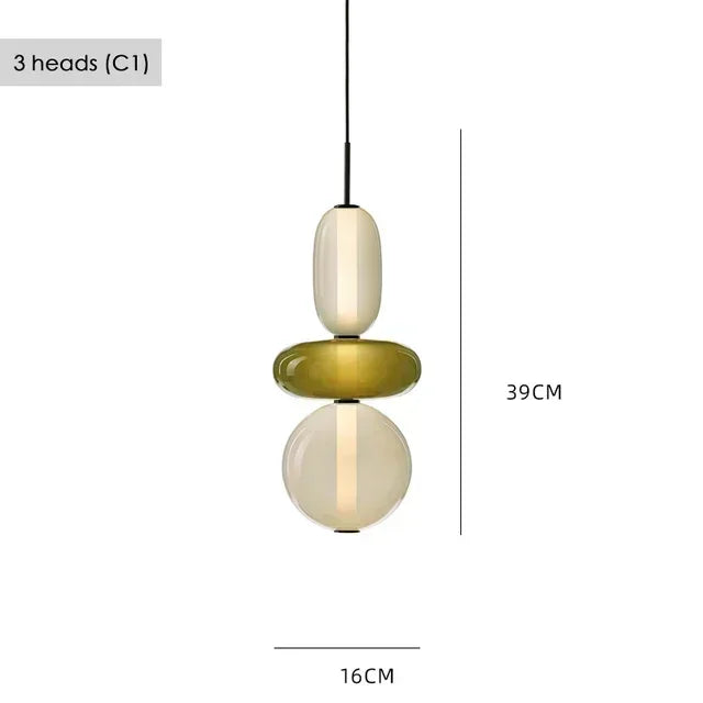 Modern Colorful Glass Hanging Pendant Light Chandelier for Loft Living Room Restaurant Nordic Coffee Restaurant Lighting Fixture
