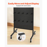 SucceBuy Standing Pegboard Display Stand with Swivel Caster & 30 Hooks Thickened  Steel Peg Board Panel for Grocery Retail Store